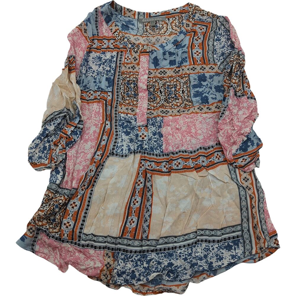 danielrainn S Multicolor Patchwork Print‎ Tunic Top